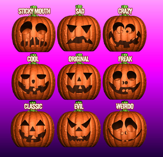 Spooky Jack-O'-Lantern Collection – 9 Unique Halloween Pumpkin Faces